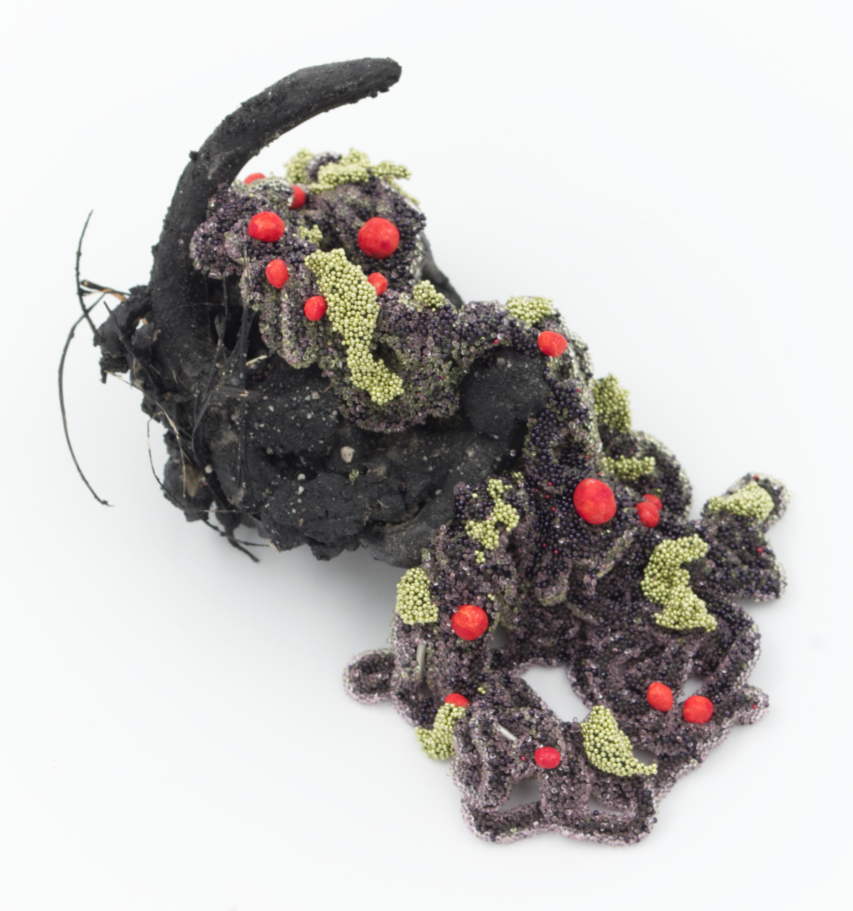 Devious Frequency 3, 2022: silicone, stoneware, air-dry clay, glass, dirt, rocks, grass, pva, acrylic paint, watercolor, stainless steel wire, 4 inches x 3 inches x 2 inches