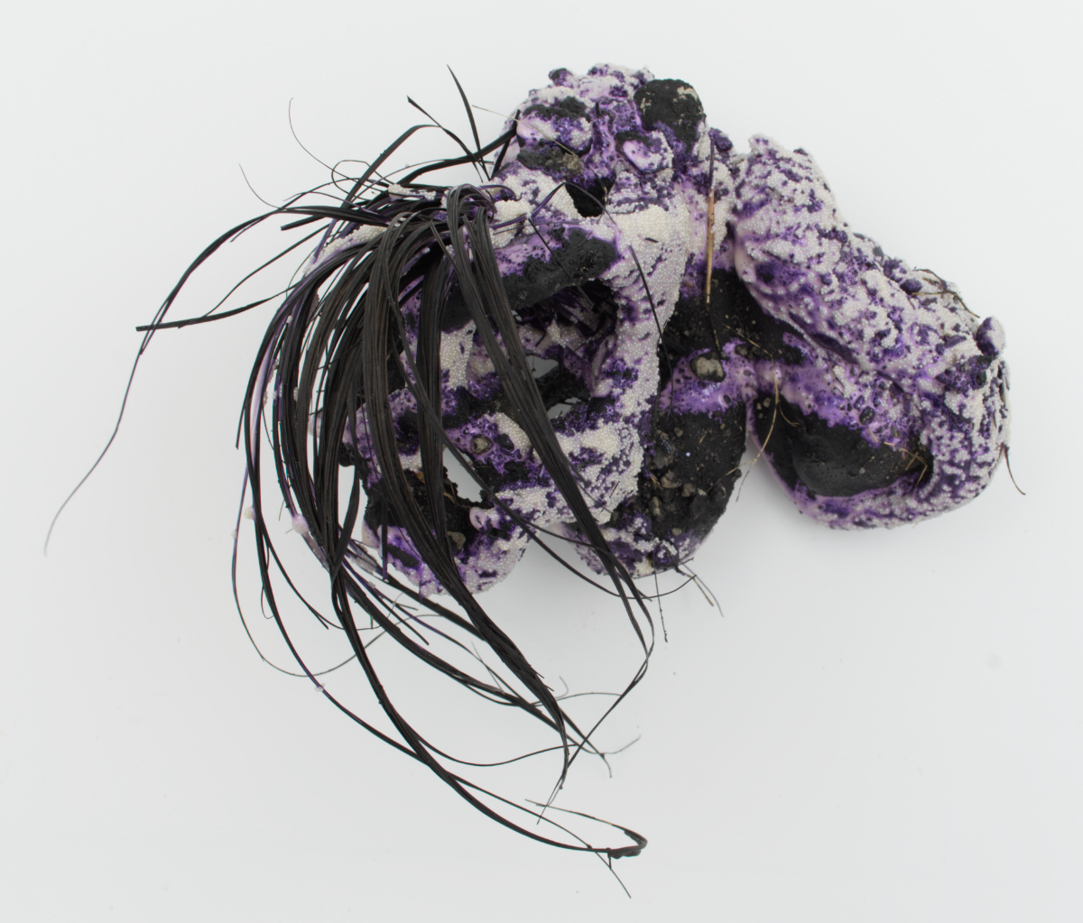 Devious Frequency 4, 2022: stoneware, air-dry clay, resin, glass, dirt, rocks, grass, pva, acrylic paint, 6 inches x 6 inches x 2 inches