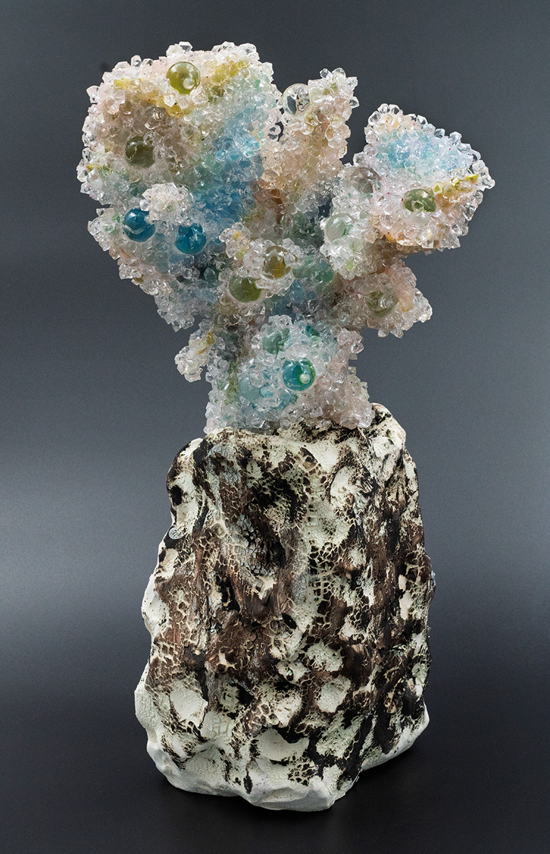 Shard No. 1 from the Watery Eye Gate Talisman, 2025: glazed ceramic, silicone, foam, watercolor, epoxy, polyurethane, acrylic, glass, 14 inches x 8 inches x 7 inches