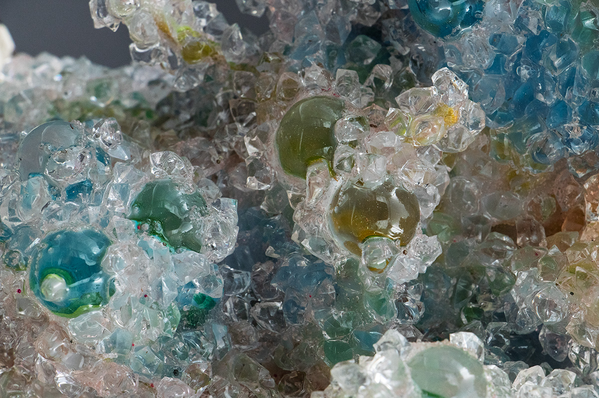 Shard No. 1 from the Watery Eye Gate Talisman, detail, 2025: glazed ceramic, silicone, foam, watercolor, epoxy, polyurethane, acrylic, glass, 14 inches x 8 inches x 7 inches