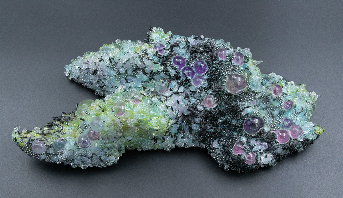 Shard No. 2 from the Watery Eye Gate Talisman, 2025: silicone, foam, watercolor, epoxy, polyurethane, wood, acrylic, glass, 14 inches x 7 inches x 5 inches