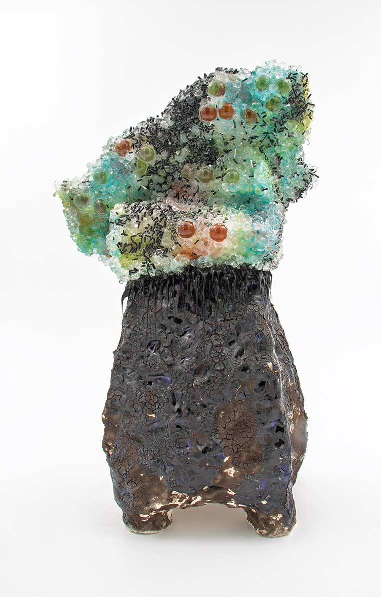 Shard No. 3 from the Watery Eye Gate Talisman, 2025: glazed ceramic, silicone, foam, watercolor, epoxy, polyurethane, acrylic, glass, 14 inches x 8 inches x 10 inches