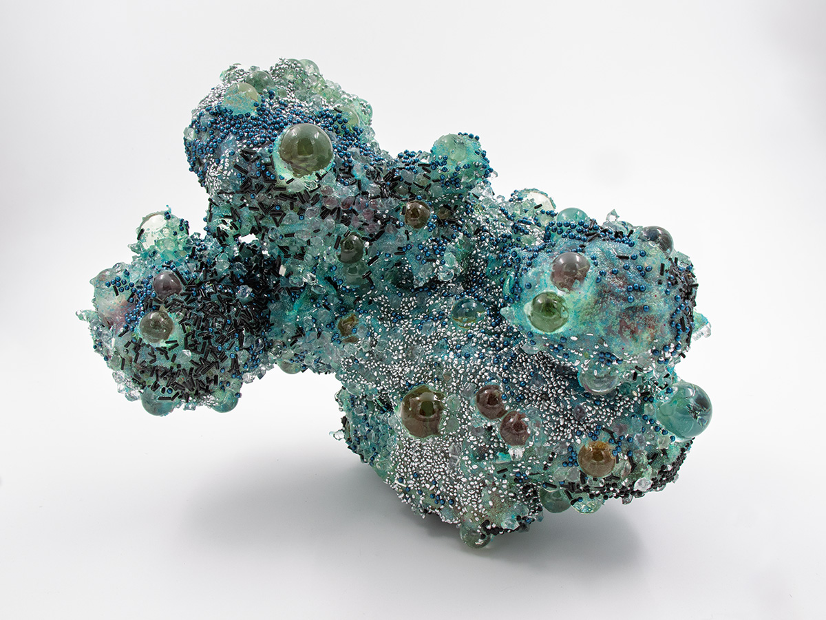 Shard No. 7 from the Watery Eye Gate Talisman, 2025: silicone, foam, watercolor, epoxy, acrylic, glass, 8 inches x 12 inches x 10 inchess