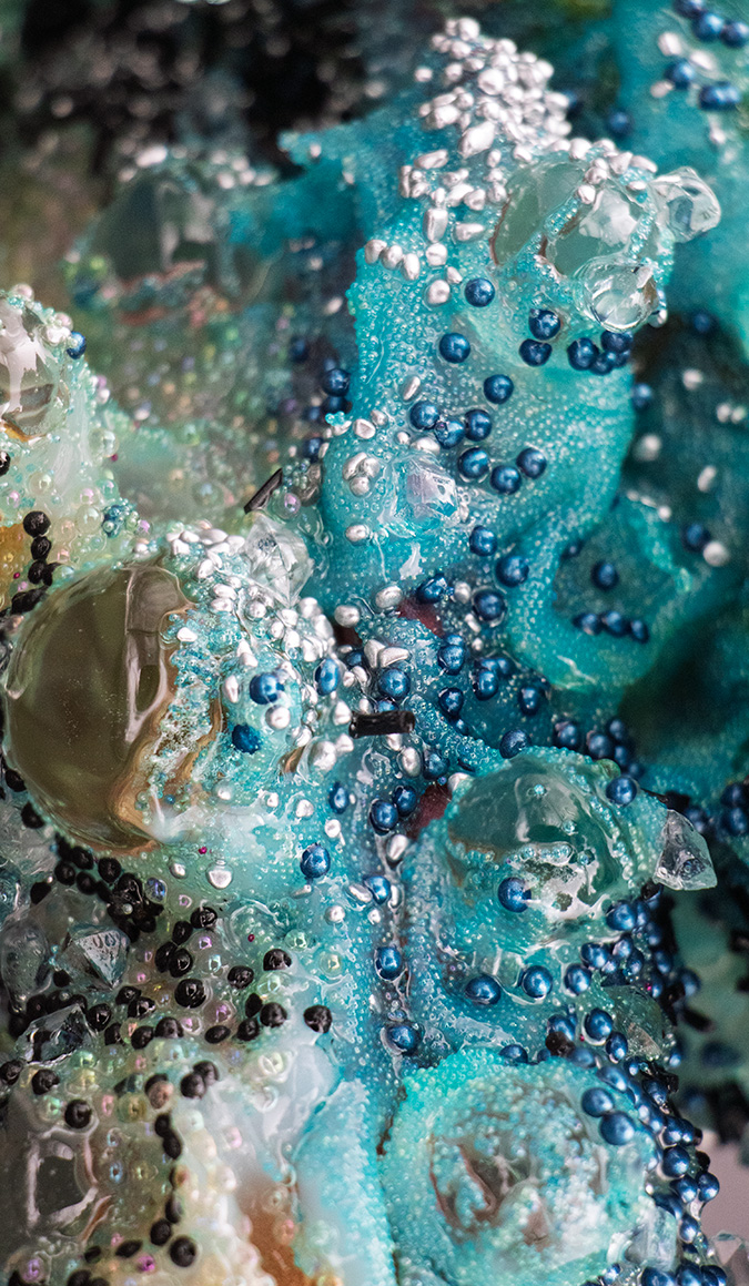 Shard No. 7 from the Watery Eye Gate Talisman, detail, 2025: Silicone, Glass, Acrylic, Polyurethane, Epoxy resin, 8 inches x 12 inches x 10 inches